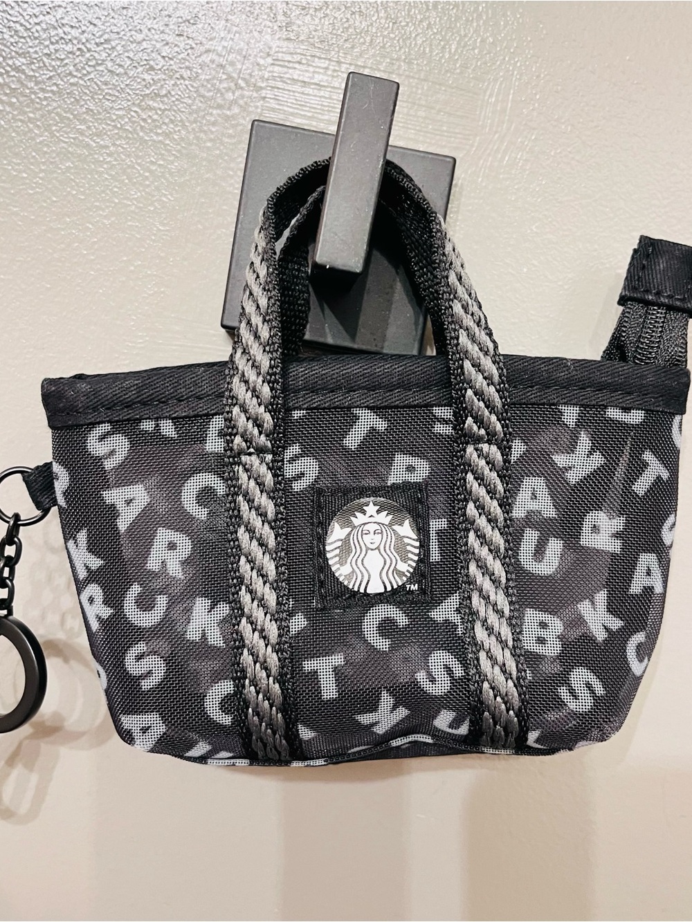 Starbucks Black Logo Mini Tote Keychain
